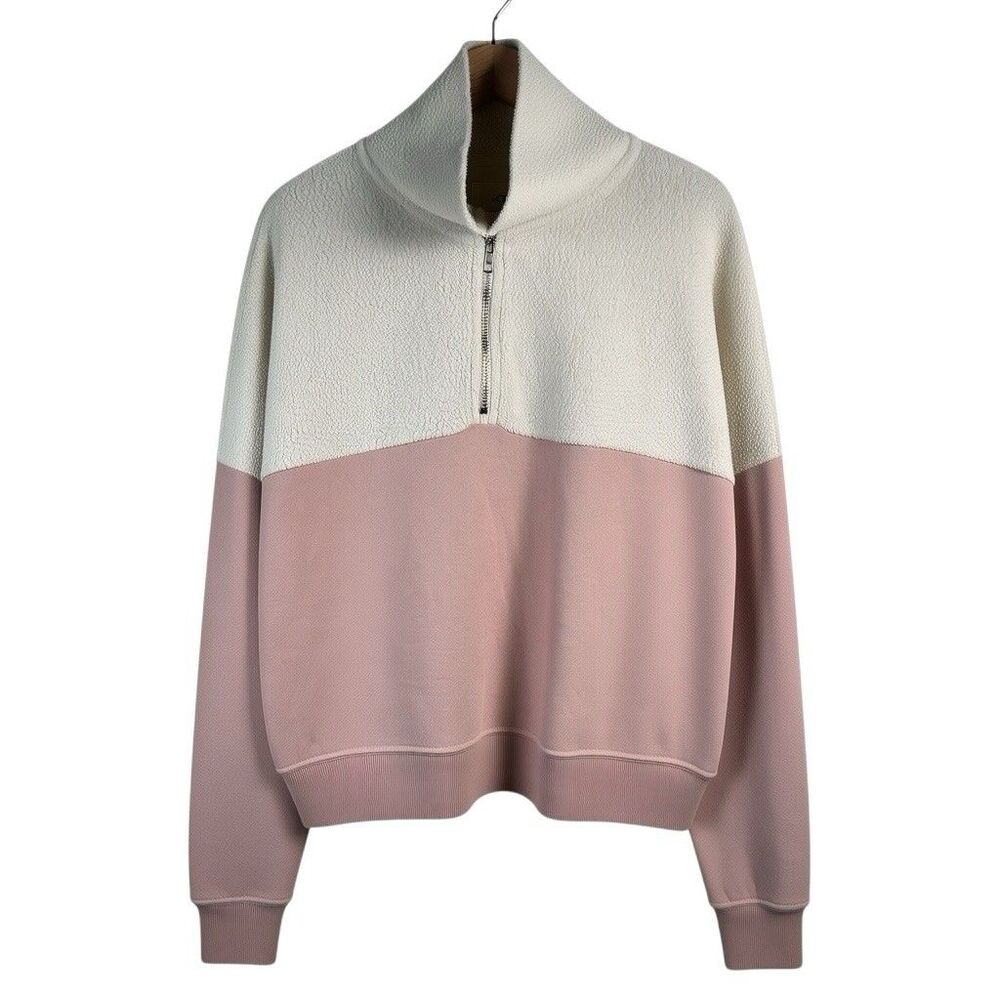 The Great. The Colorblock Sweater Sz 1 Cotton Fleece Half-Zip Collegiate